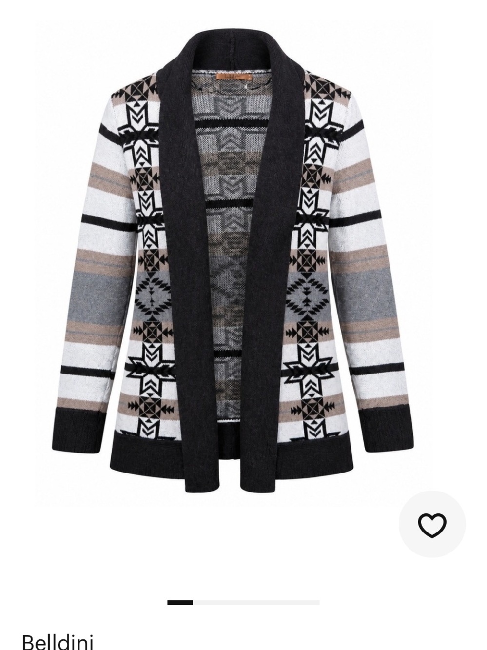 Bellini Womens Open Front Cardigan. Sz L. Aztec, Tribal Southwestern